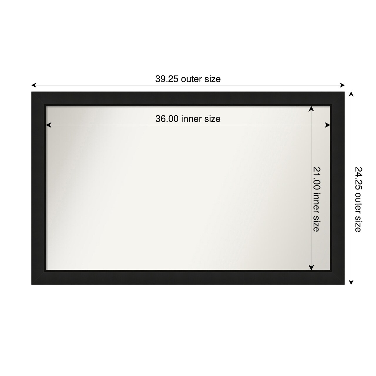 Midnight Black Narrow Non-Beveled Custom Framed Bathroom Vanity Wall Mirror